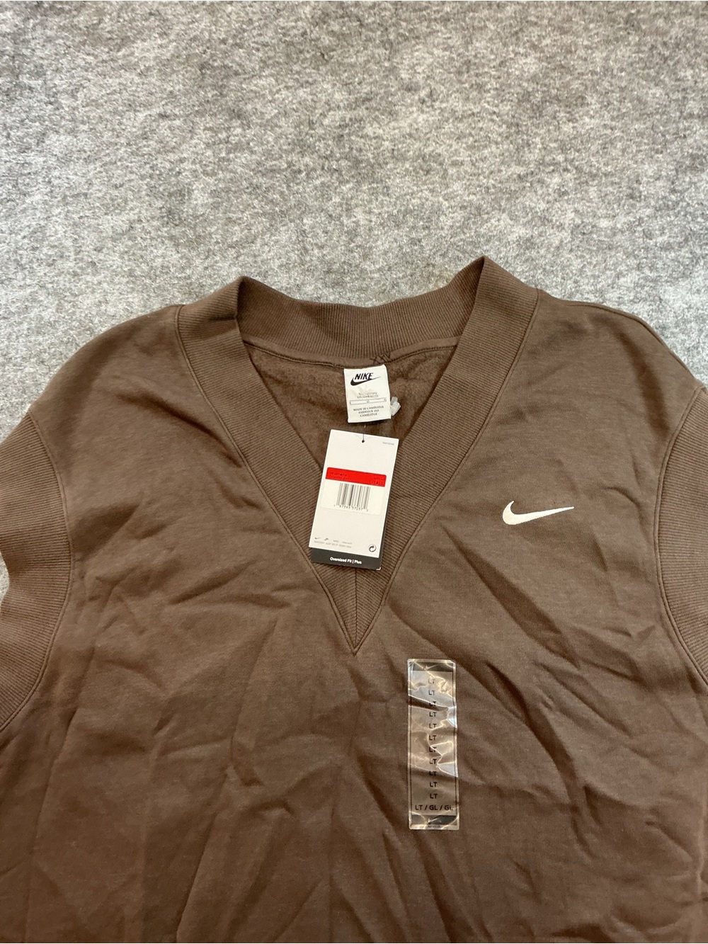 Nike Sleeveless V-Neck Sweatshirt Vest in Brown Size L-T - Picture 2 of 4